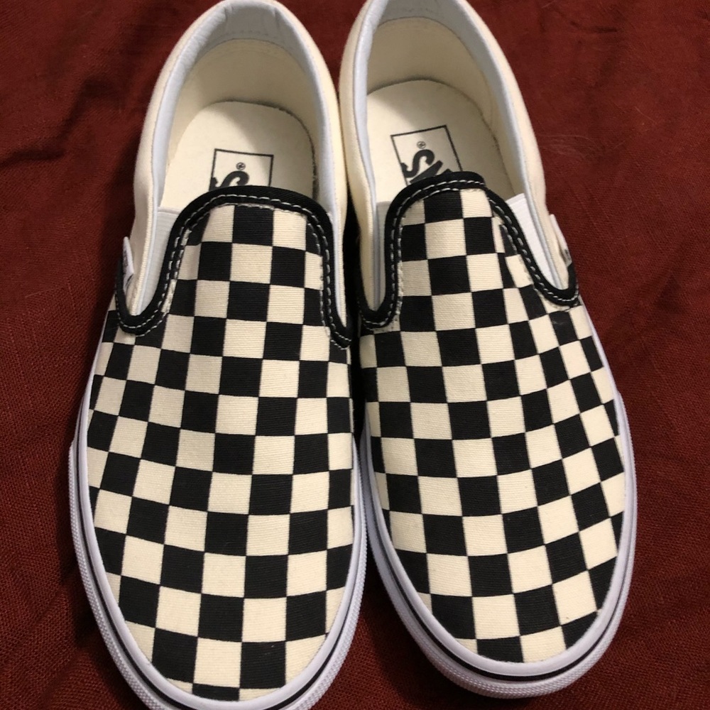 Vans Checkerboard Slip-ons In Black/Off White